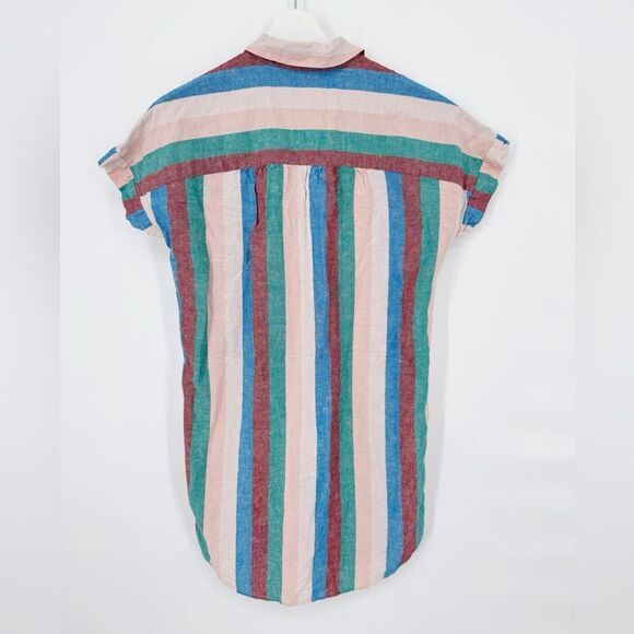 Madewell Central‎ Linen Button Down Shirtdress in Flagstaff Stripe XS - Picture 3 of 8